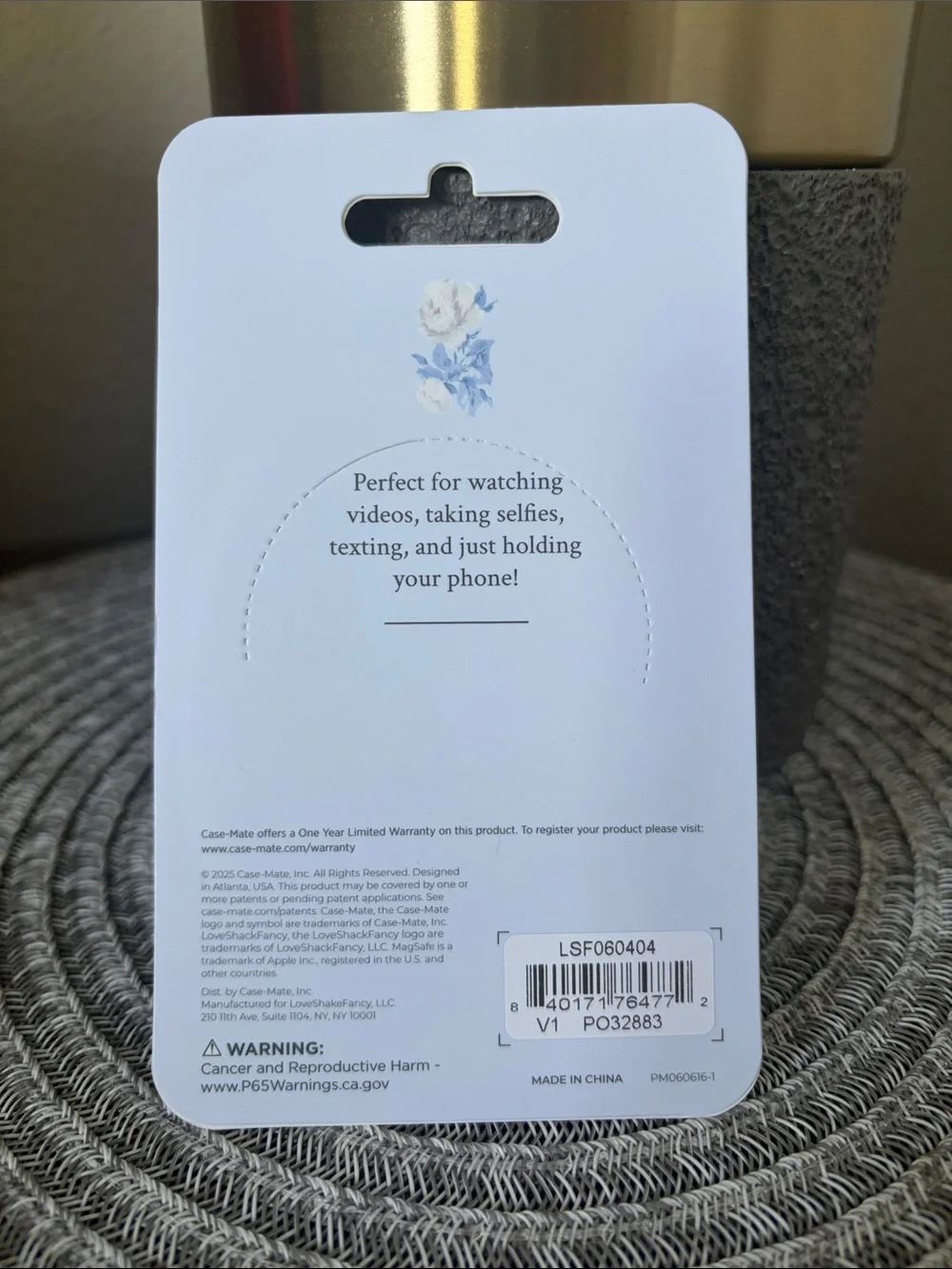 Love Shack Fancy X Casemate Magnetic Silicone Bow Phone Grip Whisper Blue